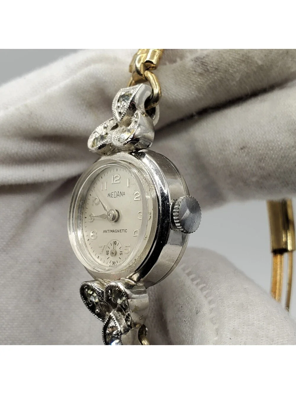 Vintage Medana Mechanical Watch Womens 17mm For Parts Or Repair